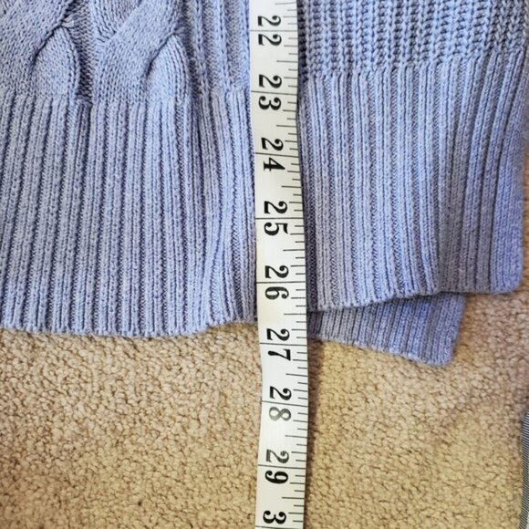Penn Cable Knit Fishermen Cotton Pastel Lavender Spring Pointelle Sweater 1X - Picture 5 of 8